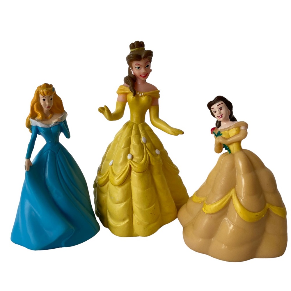 Set of 3 - Disney Princess Cake Topper Figure Toys Belle Aurora PVC (READ)‎